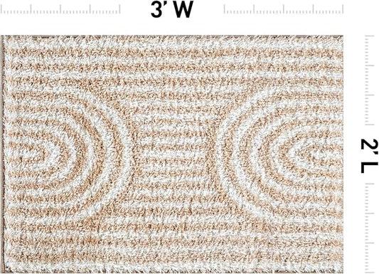 Rugshop Abstract Arch Shag Area Rug Beige 2' x 3' Ideal for Entryways, Kitchens, or Small Spaces