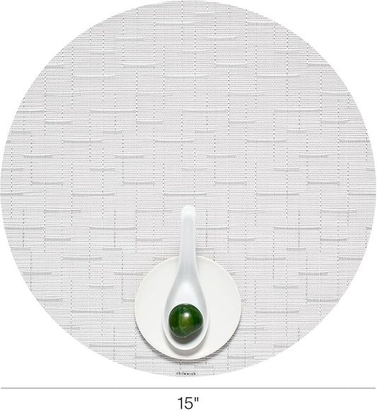 Chilewich Bamboo Placemats Set of 4 - Round Woven Placemats - Reusable, Stain-Resistant, Indoor/Outdoor Tabletop Protection - 15" - Moonlight