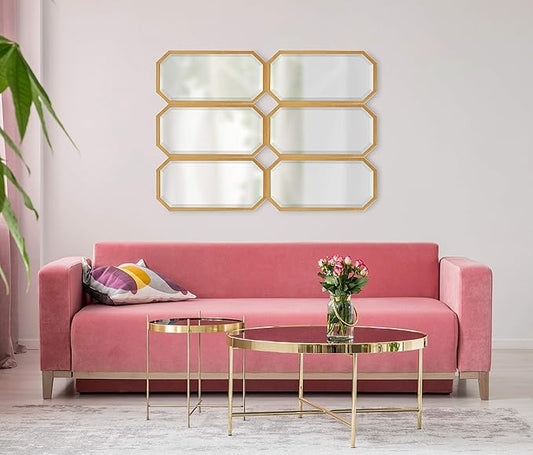 Kate and Laurel Laverty Modern Decorative Octagon Wall Mirror Set, Set of 3, Gold, Geometric Wall Accent Mirrors for Home