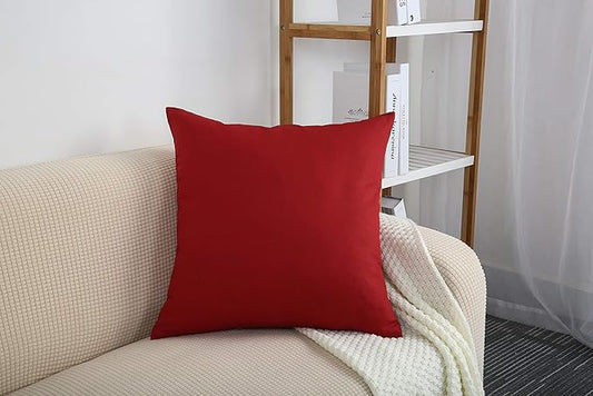 TangDepot Cotton Solid Throw Pillow Cover, 14 INCH x 14 INCH, Deep Red
