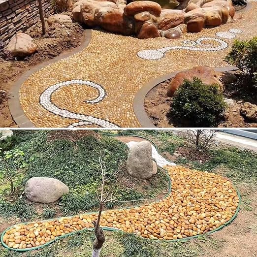 40lbs Yellow River Rocks for Landscaping, 2-3 Inch Natural Pebbles for Indoor Plants, High Polished Decorative Stones Garden Outdoor and Indoor DIY Vase Filler Fish Tank Aquariums