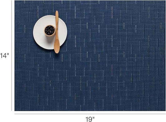 Chilewich Bamboo Placemats Set of 4 - Woven Rectangle Placemats - Reusable, Stain-Resistant, Indoor/Outdoor Tabletop Protection - 18.5" x 13.5" - Lapis