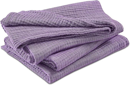 EMME Cotton Muslin King Blanket Bed Layering Breathable Gauze Blanket Soft Lightweight Blankets Adults (Purple, 108"x90")