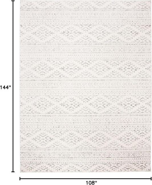 SAFAVIEH Area Rug 9x12 - Tulum Collection - Large - Ivory & Grey, Moroccan Boho Tribal Design, Non-Shedding & Easy to Clean, Ideal for Living Room, Bedroom, Dining Space (TUL272A)