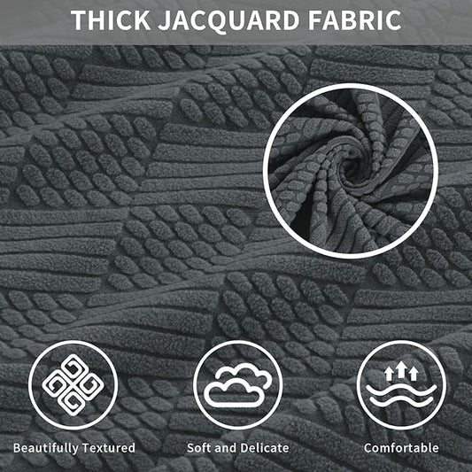 Easy-Going Waterproof Couch Cushion Covers for Couches and Sofas, Stretch Jacquard Sofa Seat Cover Replacement for Dogs, Pets & Kids, Durable Furniture Protector for Sofa Cushions, Dark Gray