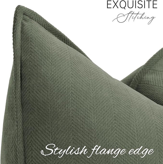 ZWJD Army Green 12x20 Pillow Covers Set of 2 Chenille Throw Pillow Covers with Elegant Design Soft and Luxurious Decorative Throw Pillows for Couch, Bed, and Home Decor