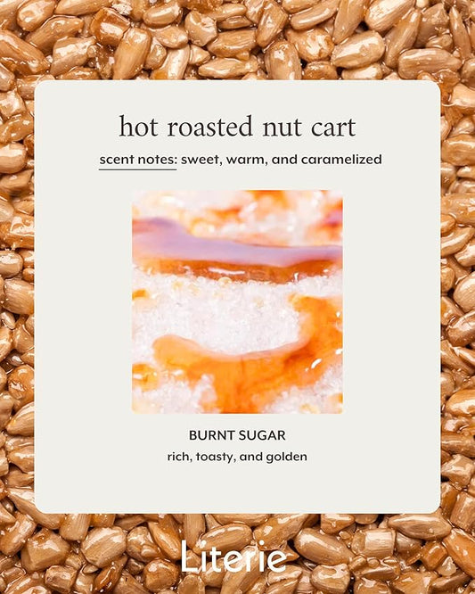 Literie NYC Inspired Scented Candle: Hot Roasted Nut Cart - Burnt Sugar Scent, 9oz, 50 Hour Burn, Vegan Soy & Coconut Blend Candle for Home Decor, Gift for Women & Men