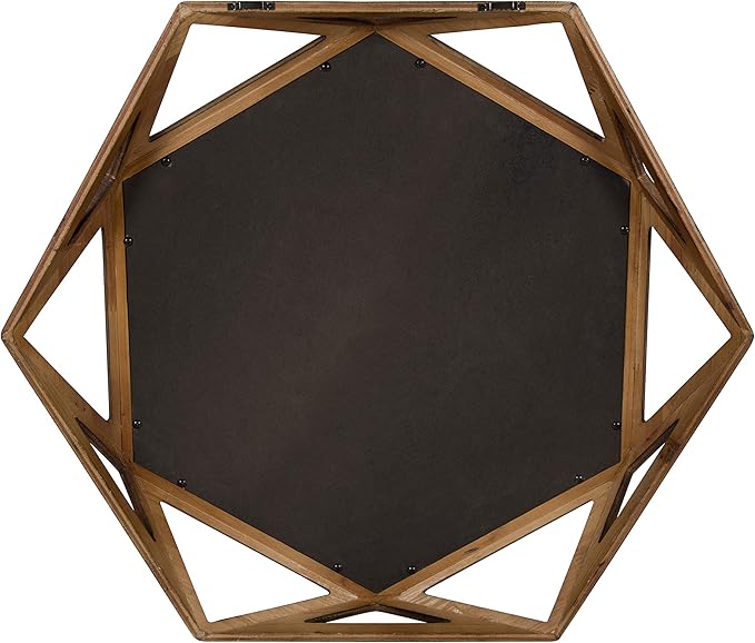 Kate and Laurel Cortland Rustic-Modern Geometric Octagon Shaped Wood Accent Wall Mirror, Rustic Caramel Finish, 24x27-inches