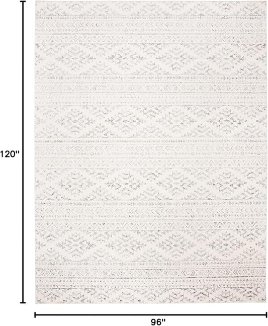 SAFAVIEH Area Rug 8x10 - Tulum Collection - Large - Ivory & Grey, Moroccan Boho Tribal Design, Non-Shedding & Easy to Clean, Ideal for Living Room, Bedroom, Dining Space (TUL272A)
