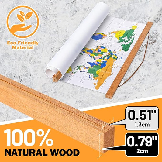 Poster Frame Frames, Magnetic Light Wood Wooden Poster Hangers Hanger Hanging Kit for Canvas Artwork Art Print (140cm /55",Teak Colour)