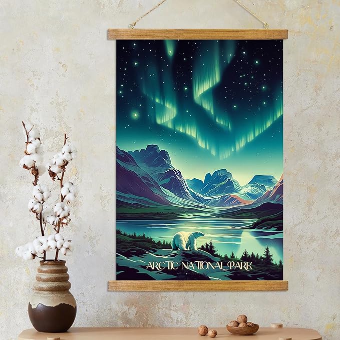ABoby Vintage Gates of the Arctic National Park Posters - Alaska Travel Posters - Retro Style Wall Decor with Wood Frames - Ready to Hang