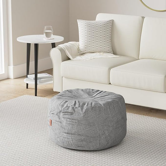 CordaRoy's Chenille Bean Bag Pouf Footstool - Washable Fabric Ottoman Cover with Durable Foam Insert - Versatile Footrest for Basement, Living Room, Office - 26" x 17" - Charcoal | Made in The USA