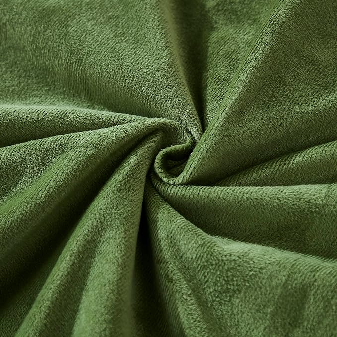 Uhamho Set of 2 Standard Pillowcases Faux Fur Throw Pillow Covers Queen Size Shams Soft Velvet Decorative Zipper Closure (Sage, 20"x26")