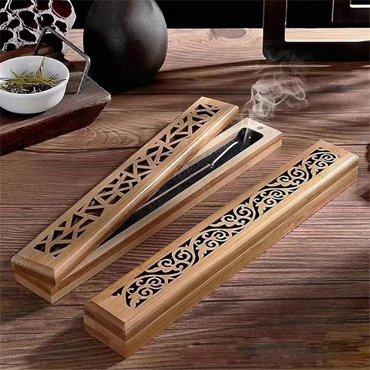 Incense Holder for Sticks, Bamboo Wood Incense-Stick Holder Ash Catcher, Incense Burner Holder for Meditation Yoga Spa Room Decor, 9.3 inch