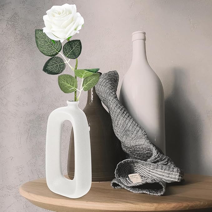 Toyvian 2pcs Ceramic Art Vases Special-Shaped Matte White Decorative Vases for Home Decor Table Centerpieces Flower Arrangements Lightweight Desktop Display