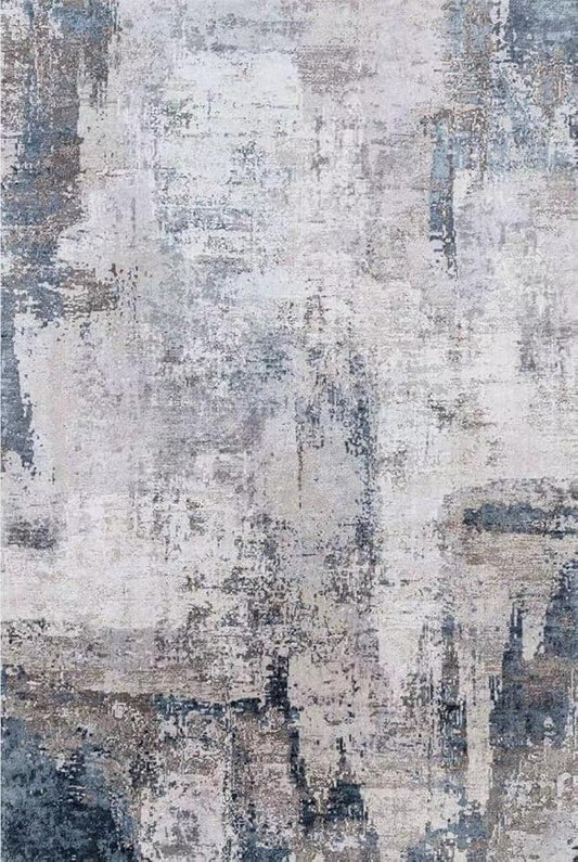 vivorug Washable Rug, Ultra Soft Area Rug 4x6, Non Slip Abstract Small Rug, Stain Resistant Rugs for Living Room Bedroom, Modern Fluffy (Gray/Navy, 4'x6')