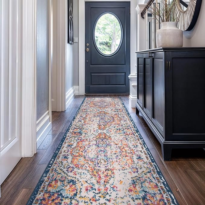 Rugshop Vintage Distressed Bohemian Area Rug for Living Room,Bedroom,Hallway Kitchen Entryway – Vibrant Multi-Color Tribal Design, 2'7" x 6'