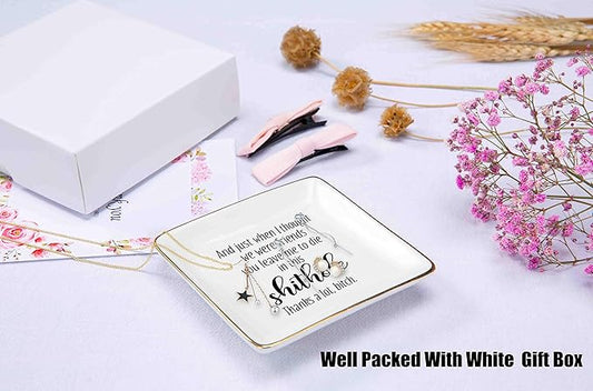 And Just When I Thought We Were Friends,You Leave Me to -Ceramic Jewelry Holder Ring Dish Trinket Tray –Funny Going Away Gift for Best Friend Co-worker-Colleague Leaving,New Job,Farewell Gifts
