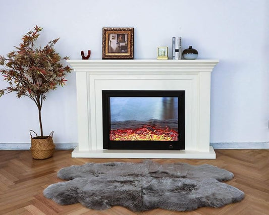 WaySoft New Zealand Sheepskin Area Rug – Genuine Fluffy Wool, Multiple Sizes, Bedroom or Living Room Decor(4ft x 6ft,Grey)