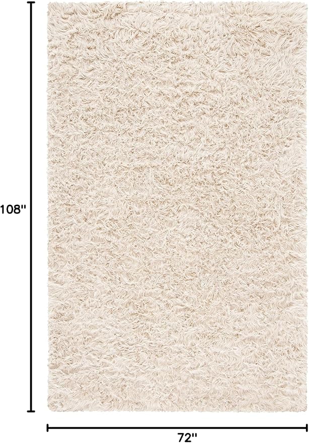 SAFAVIEH Faux Sheep Skin Collection 6' x 9' Beige FSS235K Silken Glam 2.35-inch Thick Area Rug