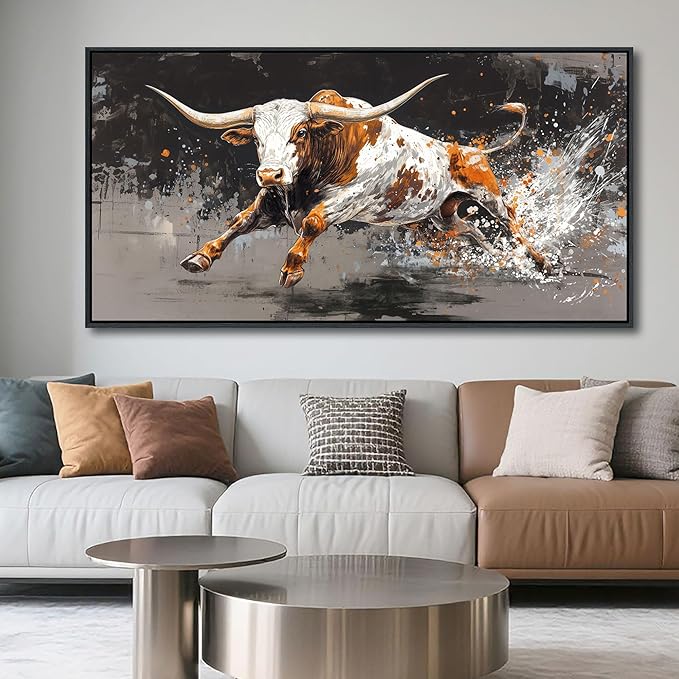 Highland Cow Wall Art - Farmhouse Cow Pictures Wall Decor - Rustic Country Canvas Wall Art - Large Pictures for Living Room -Framed Artwork for Walls 20×40IN
