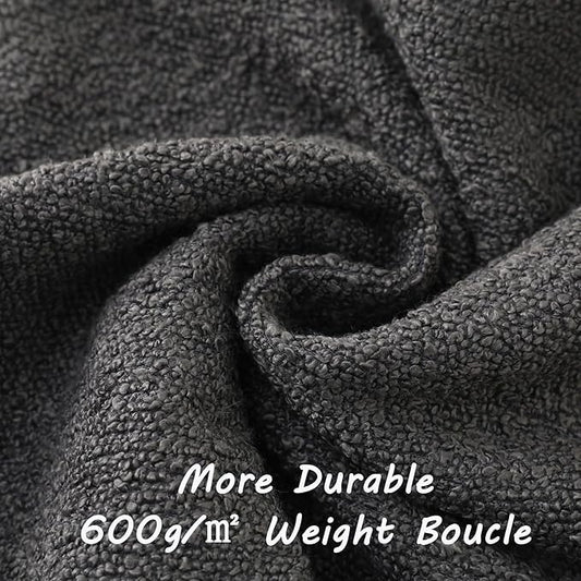 FUTEI Pack of 2 Dark Grey Decorative Throw Pillow Covers 24x24 Inch Soft Cozy Solid Boucle Textured European Cushion Case,Modern Home Decor for Couch Bed Living Room