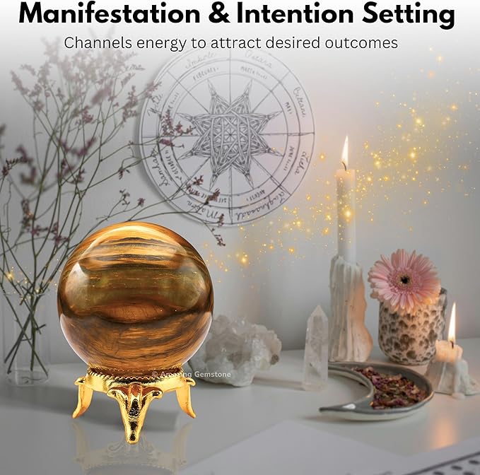 Amazing Gemstone Nellite Crystal Ball with Stand - 1.5" Inches Crystal Sphere Meditation Balls for Witchcraft and Decorative Balls