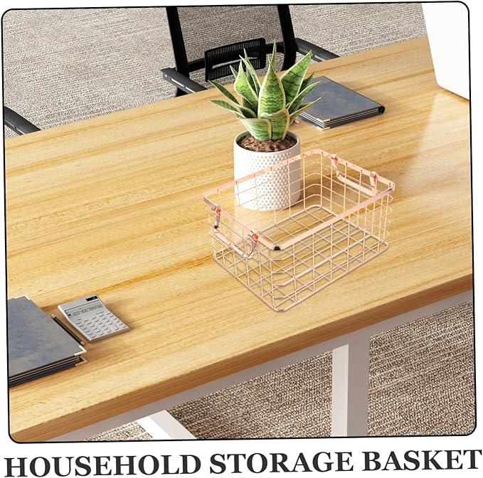 Wire Storage Basket with Handle Decorative Iron Fruit Holder for Snacks Vegetables and Home Organization Lightweight and Chic Design for Any Space