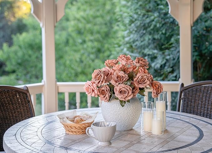 CozyWel White Ceramic Vase – Big Textured Round Pottery for Home Decor