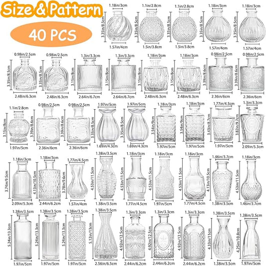 Glass Vase for Home Decor Set of 40,Small Vases in Bulk for Flowers,Mini Vases for Centerpieces,Modern for Floral and Pampas Grass,Boho for Wedding,Party,Table Home Decor