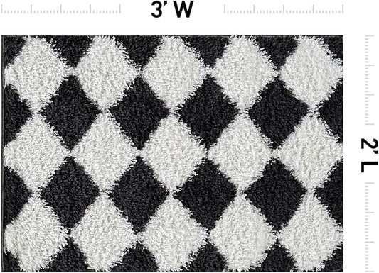 Rugshop Diamond Wave Pattern Shag Area Rug Anthracite Dark Gray 2' x 3' Ideal for Entryways, Kitchens, or Small Spaces