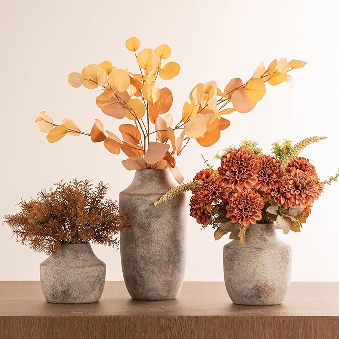 Mitt&Ditt 7.5" Ceramic Vase – Terracotta Farmhouse Rustic Pottery for Home Decor