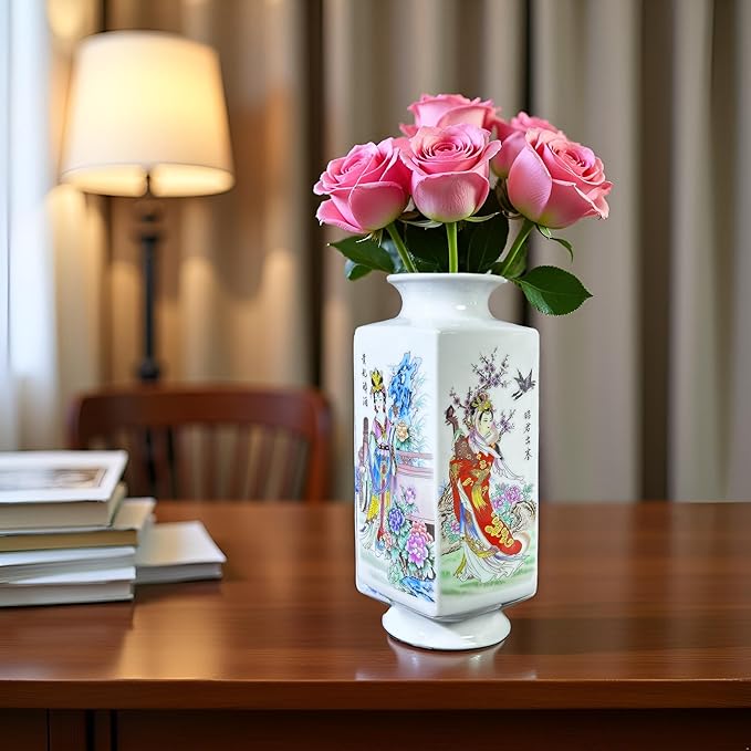 MTME Porcelain Figurines, Jingdezhen Decorative Flower vase, Home Decor, Wedding Gifts, Aesthetic Sculpture Home décor (Four Ladies)