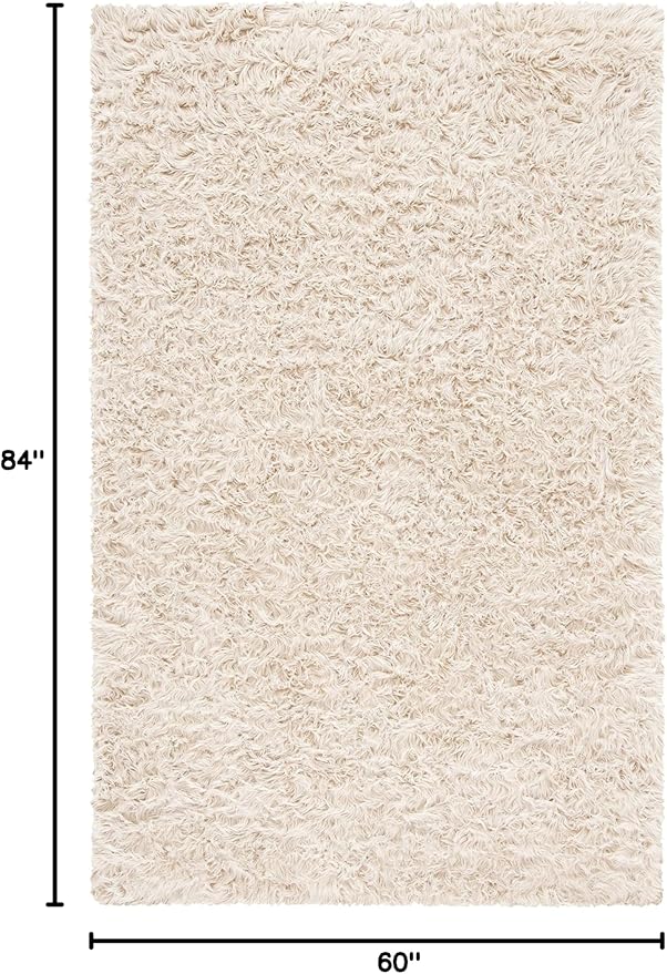 SAFAVIEH Faux Sheep Skin Collection 5' x 7' Beige FSS235K Silken Glam 2.35-inch Thick Area Rug