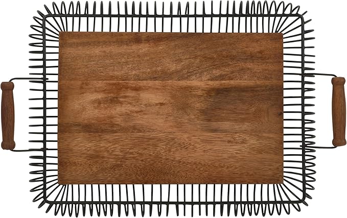 Gourmet Basics by Mikasa Westfield Rectangular Kitchen Centerpiece Storage Basket Tray, 16 Inch