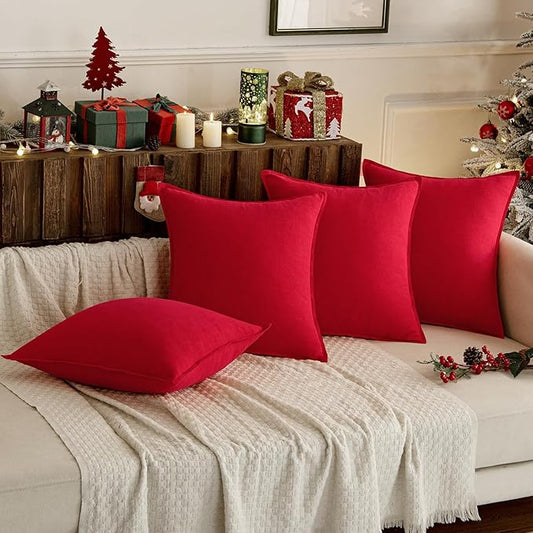 MIULEE Decorative Linen Lumbar Pillow Covers 12x20 Inch Red Boho Farmhouse Neutral Couch Throw Pillows for Bed Pack of 2 Accent Modern Pillowcase Sofa Livingroom Home Decor