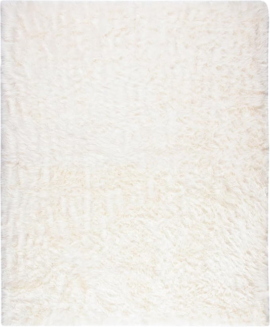 SAFAVIEH Faux Sheep Skin Collection 9' x 12' Ivory FSS235A Silken Glam 2.35-inch Thick Area Rug