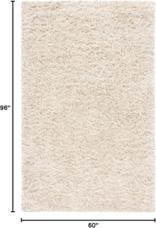SAFAVIEH Faux Sheep Skin Collection 5' x 8' Beige FSS235K Silken Glam 2.35-inch Thick Area Rug