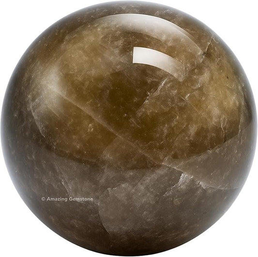 Amazing Gemstone Smoky Quartz Crystal Ball with Stand - 1.5 Inches Crystal Sphere Meditation Balls for Witchcraft and Decorative Balls
