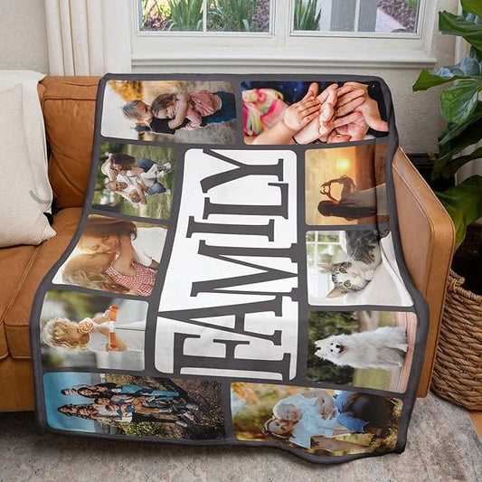 Custom Blankets with Photos and Text Mothers Day Fathers Day Personalized Gifts from Daughter Multiple Colors Sizes Soft Flannel Gifts for Women Birthday Gifts for Mom Dad