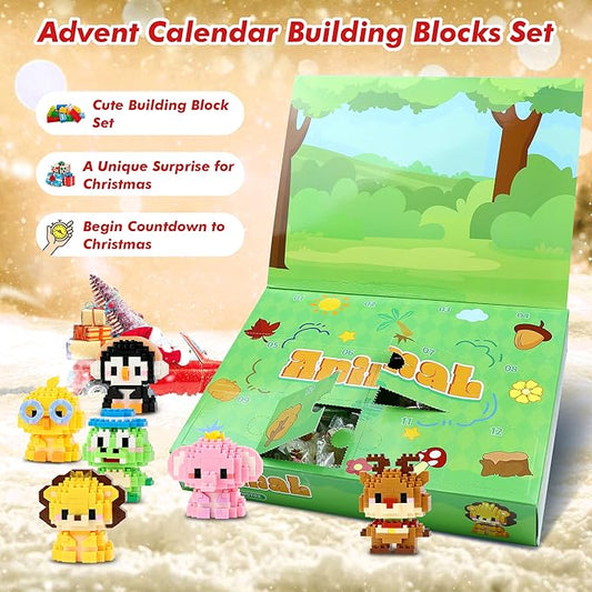 12 Days Advent Calendar 2025 Kids, 12 Packs Building Blocks Set, Advent Calendar 2025 Boys for 6+ Years Old, Christmas Gifts for Girls and Boys, Party Favors (Animals)