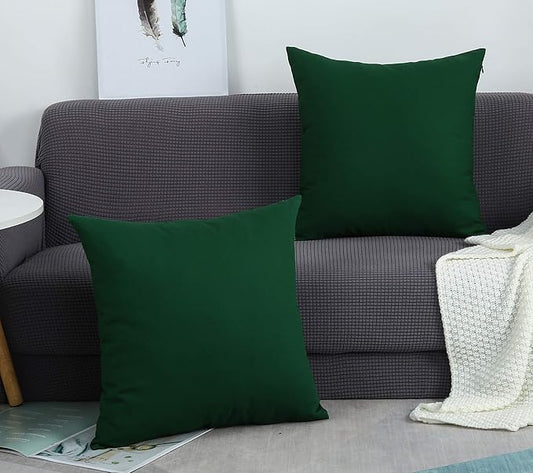 TangDepot Handmade Decorative Solid 100% Cotton Canvas Throw Pillow Covers/Pillow Shams, (28"x28", Deep Green)