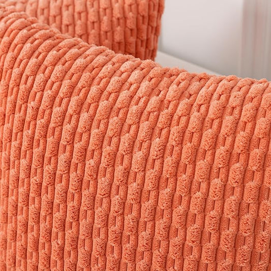 Kevin Textile Throw Pillow Covers Soft Corduroy Valentines Day Decorative Set of 2 Boho Striped Pillow Covers Pillowcases Farmhouse Home Decor for Couch Bed Sofa Living Room 12x20 Inch Coral Red
