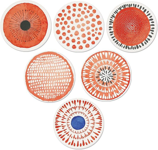 AD Set of 6 Coasters for Drinks Absorbing Round Ceramic Stone Coaster with Cork Base Tabletop Protection Mat for Mugs and Cups,Office,Kitchen (Rose Gold Holder)