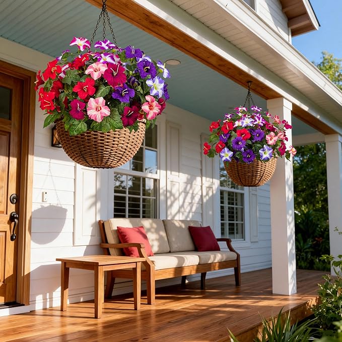 19 Inch Artificial Flowers for Outdoor Indoor Garden Home Decoration,Faux Flower for Home Office Garden Patio Balcony 4 Bundles (Multiple Color)