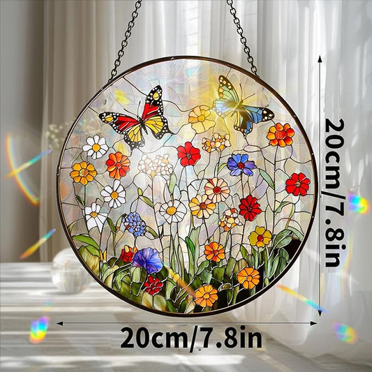 Bimkole Flower Sun Catchers Indoor Window - Wildflowers Acrylic Suncatcher Hanging Decoration for Living Room Bedroom Summer Home Balcony Outdoor Garden Ornaments Decoration 7.8x7.8 Inch