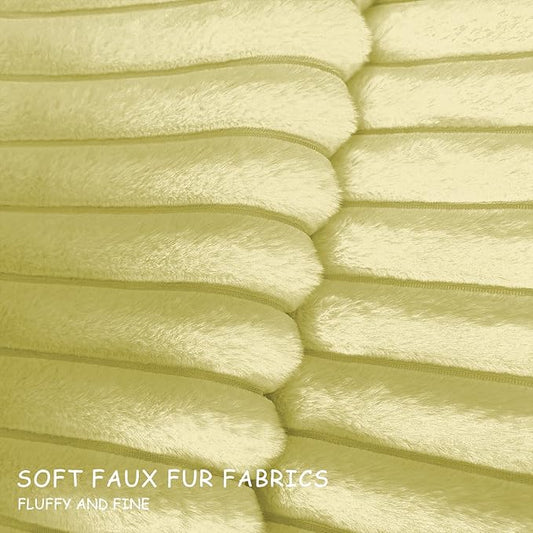 2 Pack 18x18 Pillow Cover Velvet Pillow Covers, Faux Fur Square Throw Pillow Covers for Living Room Decorations Throw Pillow Case, Throw Pillow Cover Cushion Cover for Sofa Bedroom Car, Lemon Yellow