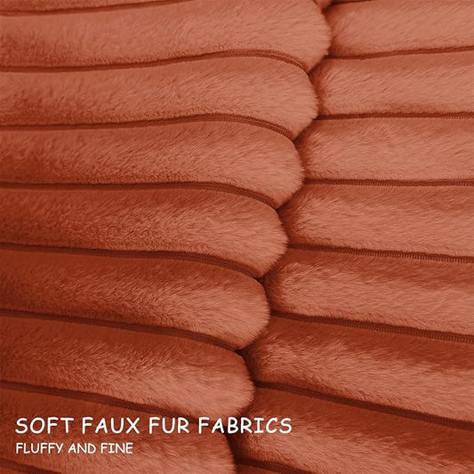 2 Pack 24x24 Pillow Cover Velvet Pillow Covers, Faux Fur Square Throw Pillow Covers for Living Room Decorations Throw Pillow Case, Throw Pillow Cover Cushion Cover for Home Sofa Bedroom Car, Rust