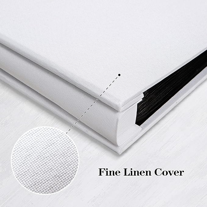 Mublalbum Photo Album 4x6 1000 Photos Linen Cover Large Picture Book Holds Horizontal and Vertical Pockets for Wedding Family Anniversary and Baby (White)