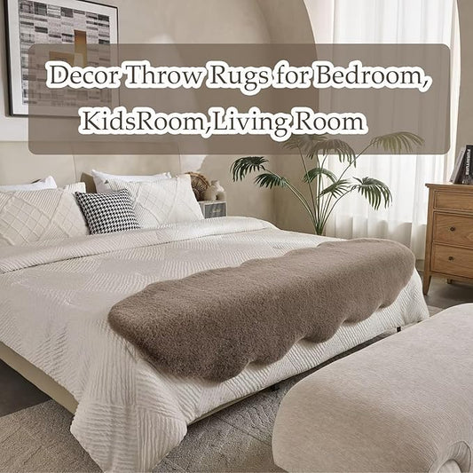 1700GSM Fuzzy Faux Sheepskin Fur Area Rug,Extra Soft Faux Fur Mat,Fluffy Shaggy Fur Rug for Bedroom Living Bedside Rug Room Decor-Taupe, 4 x 6 ft